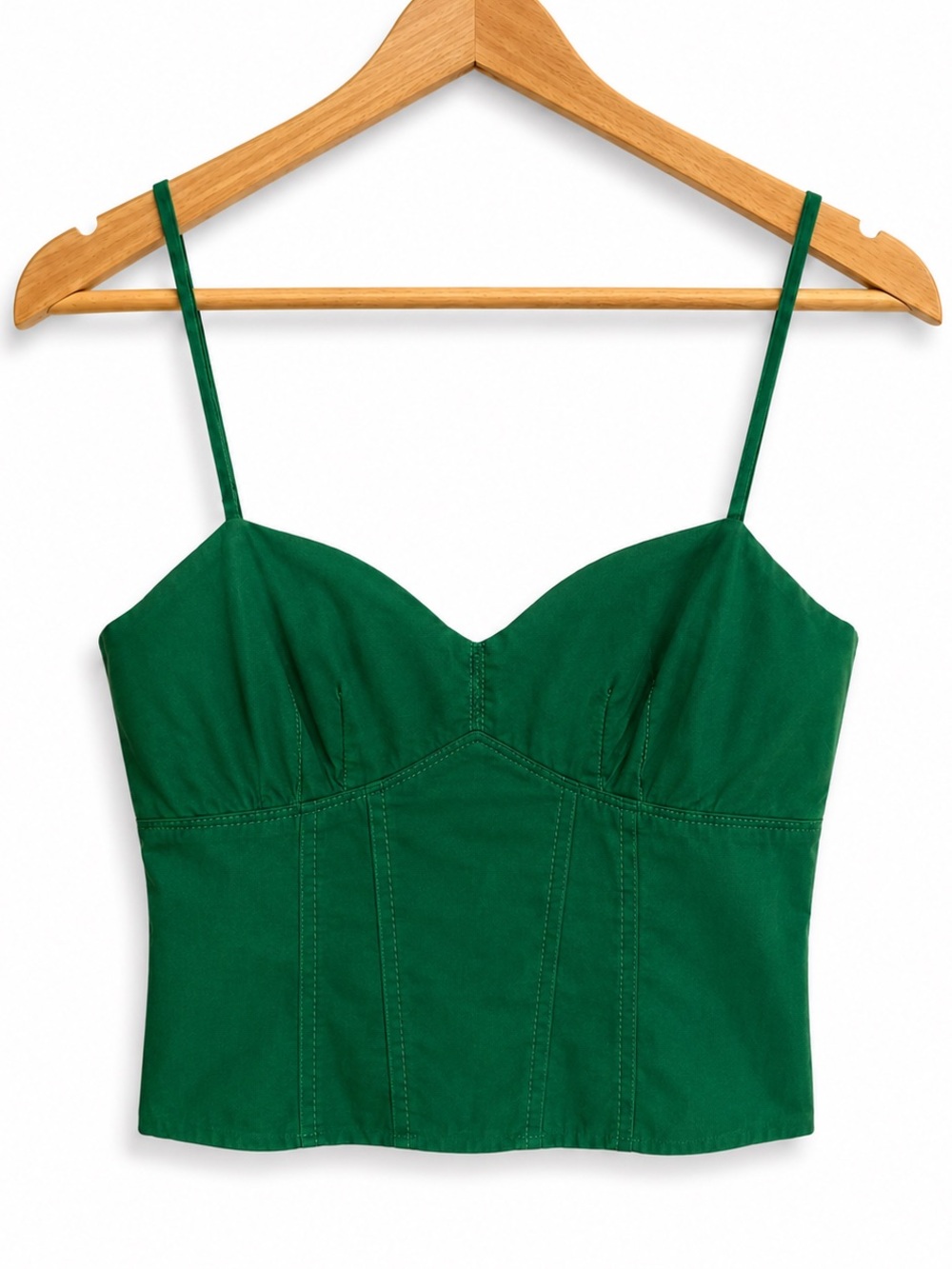 Maeve Anthropologie Green Cotton Corset Crop Tank Top Sweetheart Size 2